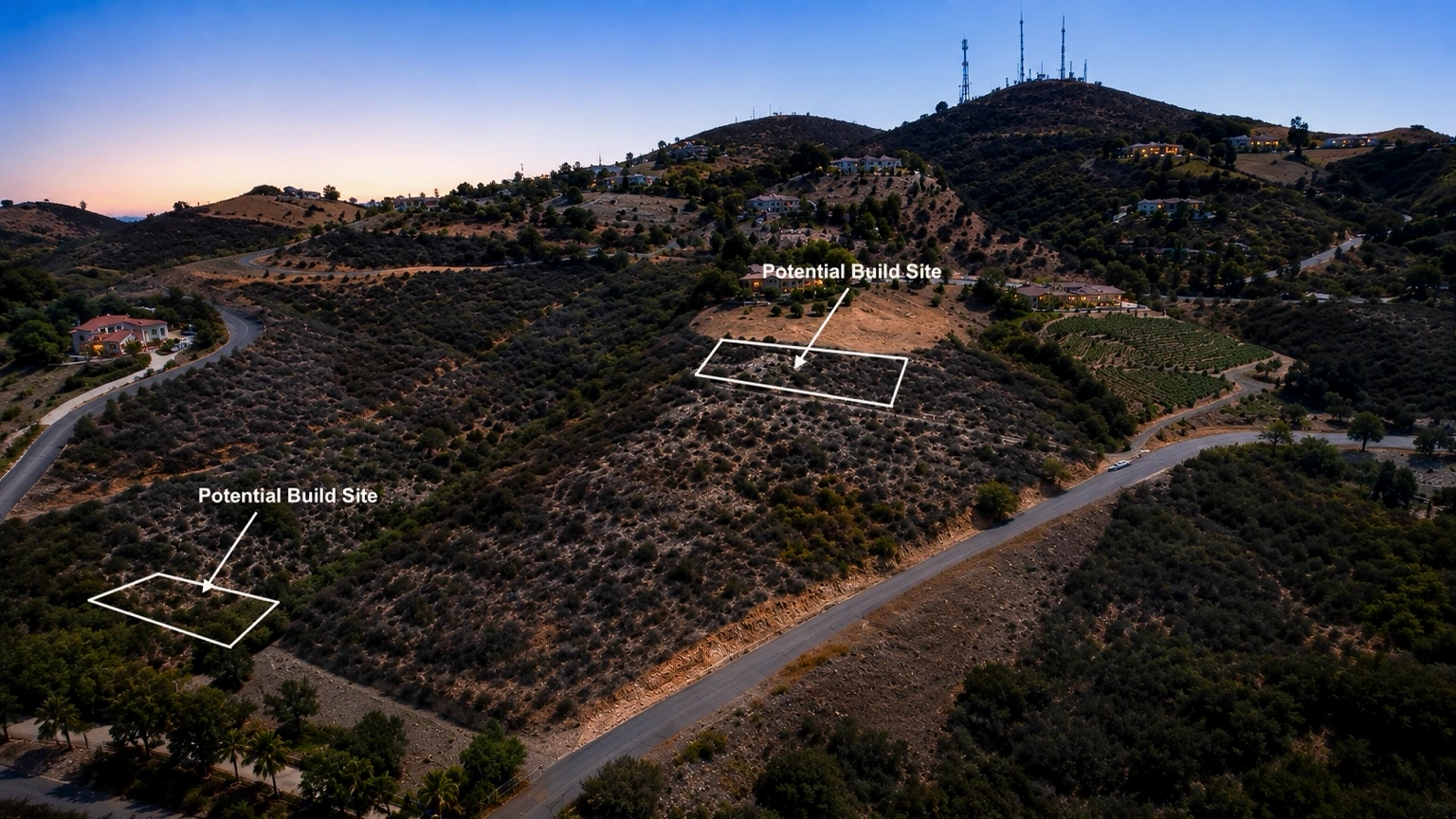 Existing aerial view of the Fallbrook property