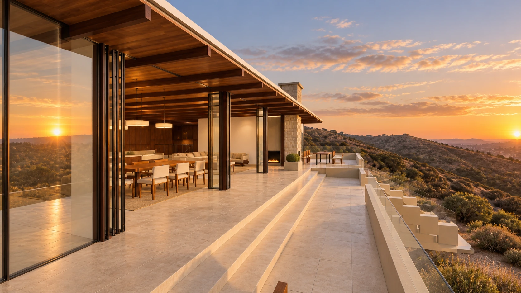West-facing hills and conceptual terrace at Red Mountain Heights